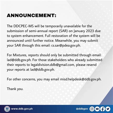 Advisory for DDCPEC.